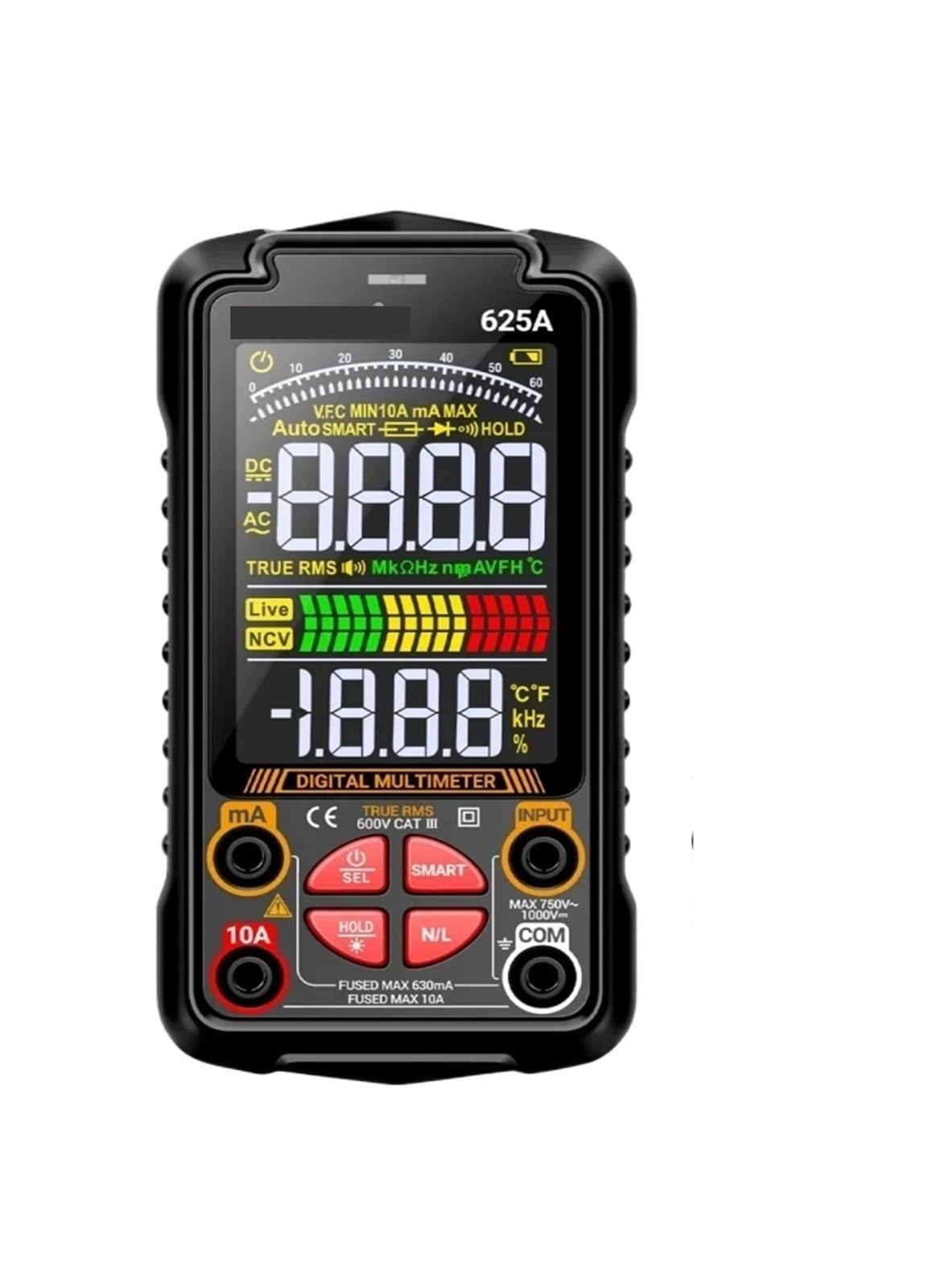 Multimetri digitali 625A Multimetro di tensione Ricaricabile 1000V DC VA Schermo a colori Ohm AC Misuratore di corrente Hz Strumenti di prova | Digital Multimeters(625A Pro)