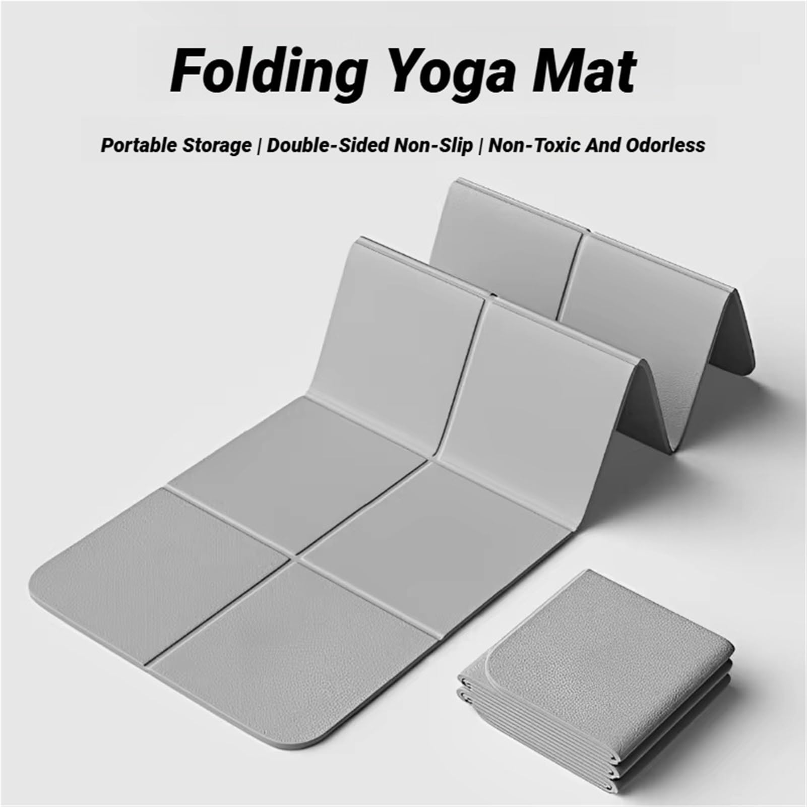 Esterilla de yoga plegable, respetuosa con el medio ambiente, plegable, para viajes, fitness, ejercicio, doble cara, antideslizante, pilates, entrenamientos en el suelo