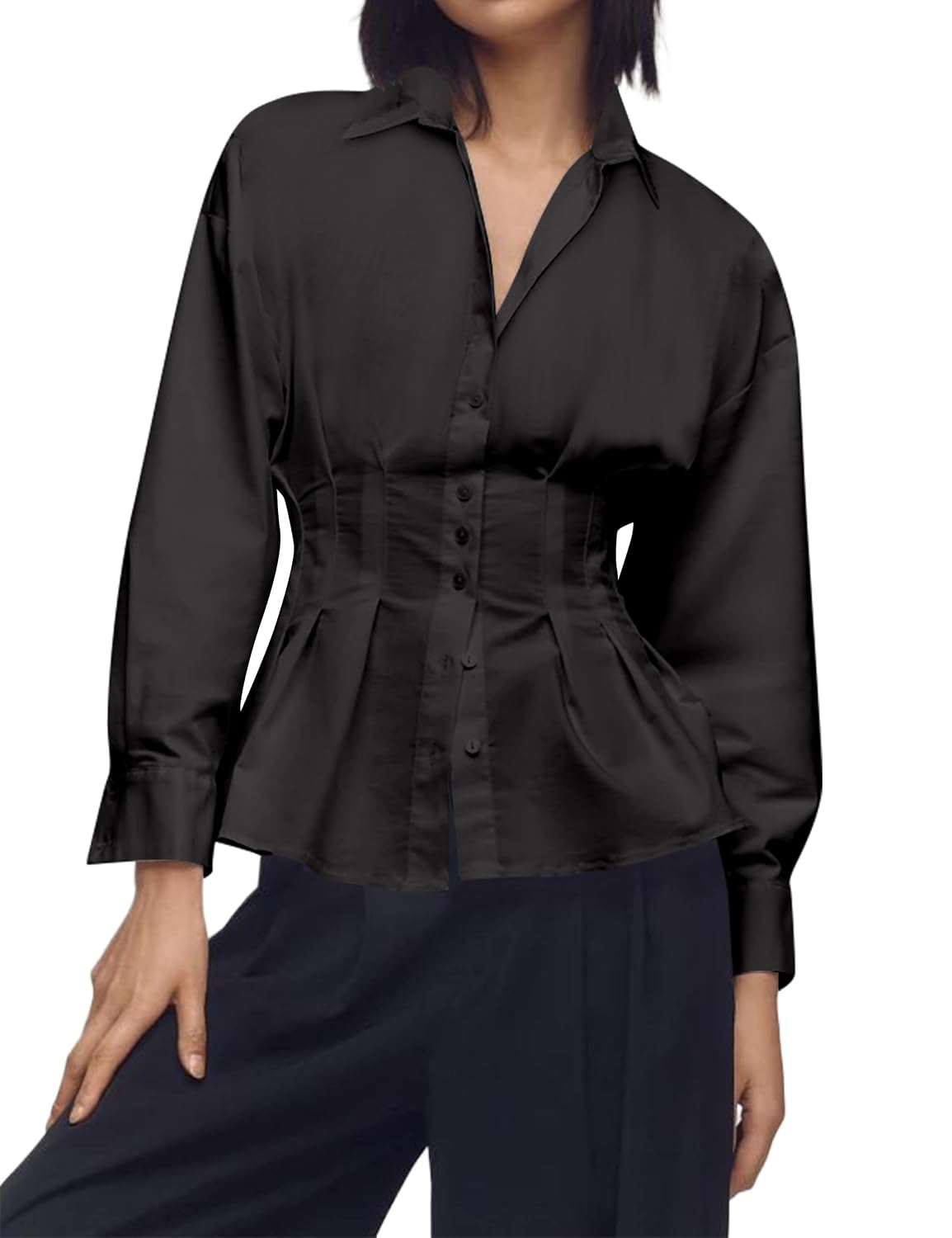 Dsewpaur Women Striped Button Pleated Shirts Short Sleeve Summer Casual Peplum Blouse - Review, Price and Buying Guide
