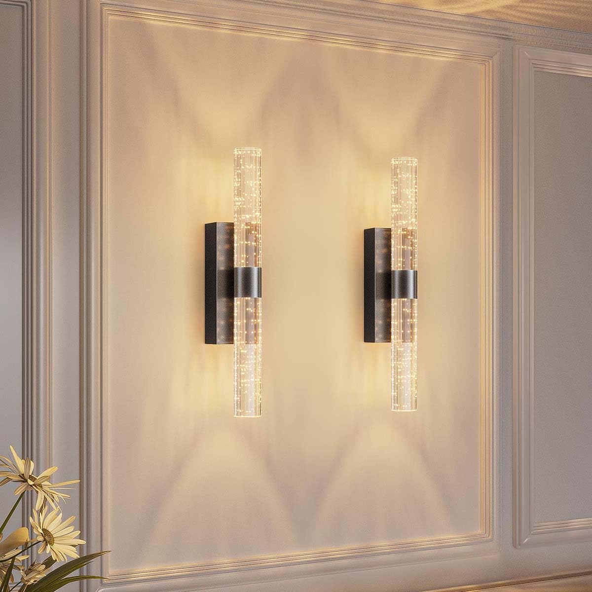 AoLa 2 Stück Akku Wandleuchte Innen Aufladbare Kabellose Wandlampe Touch Dimmbar mit Fernbedienung Wandleuchten Ohne Stromanschluss Wiederaufladbare Lange Wandbeleuchtung für Wohnzimmer Schlafzimmer