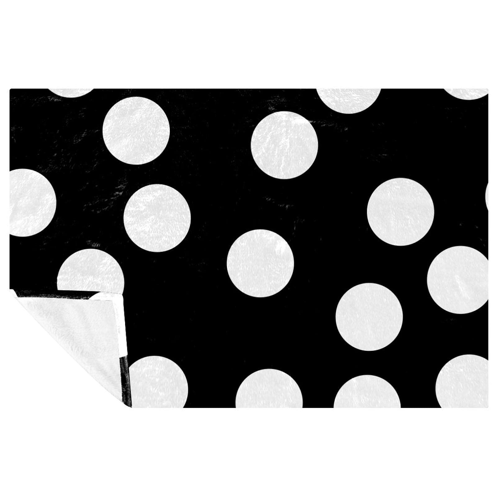 Couverture douce et chaude à pois 150x100 cm noir et blanc