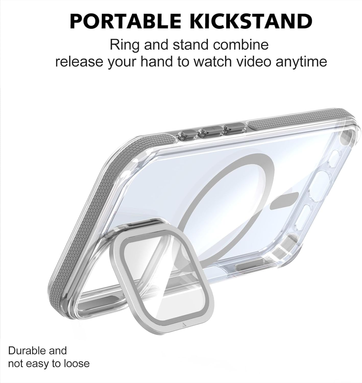 for iPhone 17 Magnetic Clear Case, MagSafe Compatible, Kickstand & Lens Protection, Soft Shockproof Bumper, Non-Yellowing Cover with Wrist Lanyard
