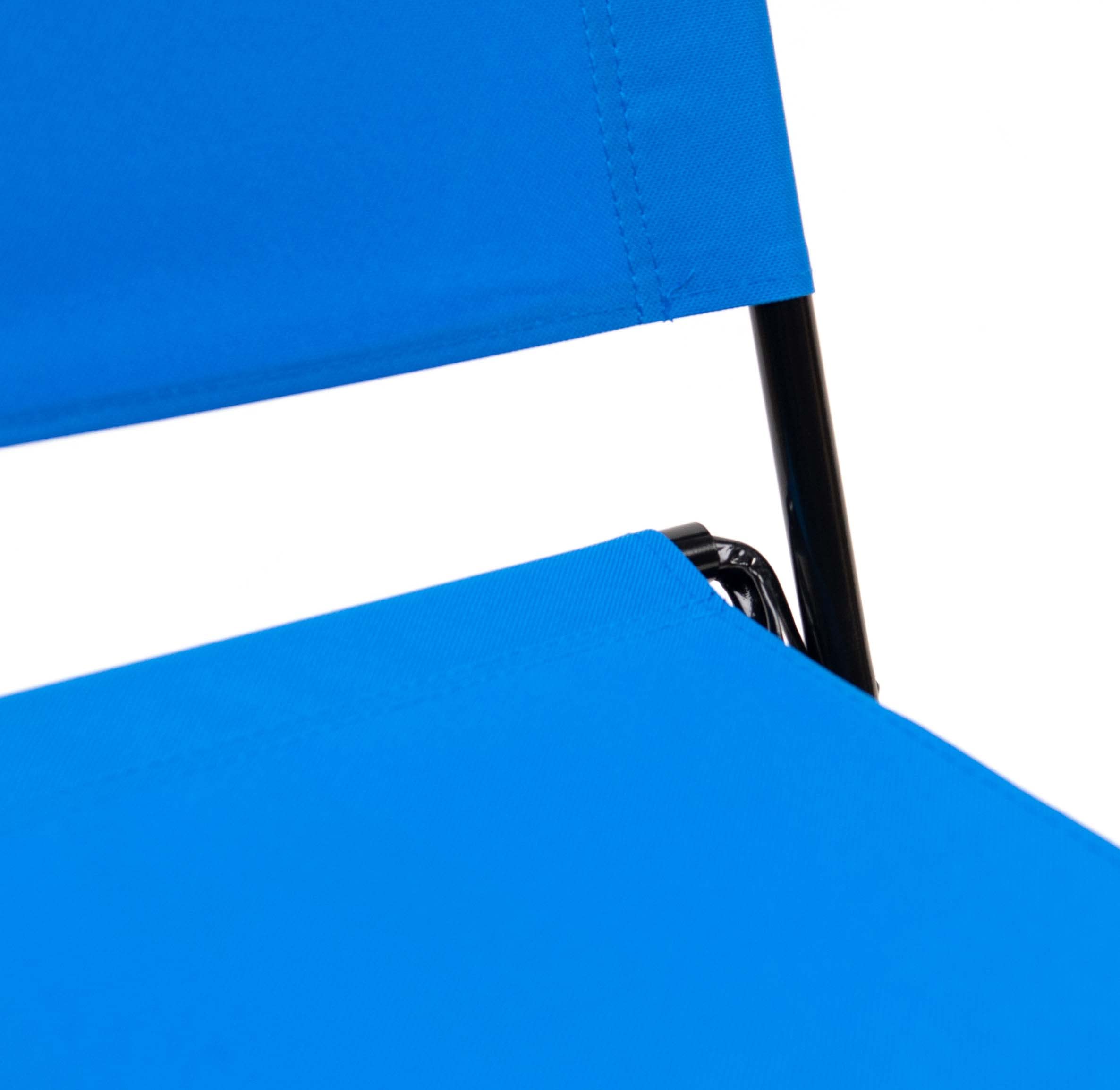 The Secret Home - Taburete Portátil Plegable Ultraligero con Respaldo de Acero y Poliéster para Exteriores, Pesca, Camping, Playa - Alto 58 cm x Largo 35 cm - Azul