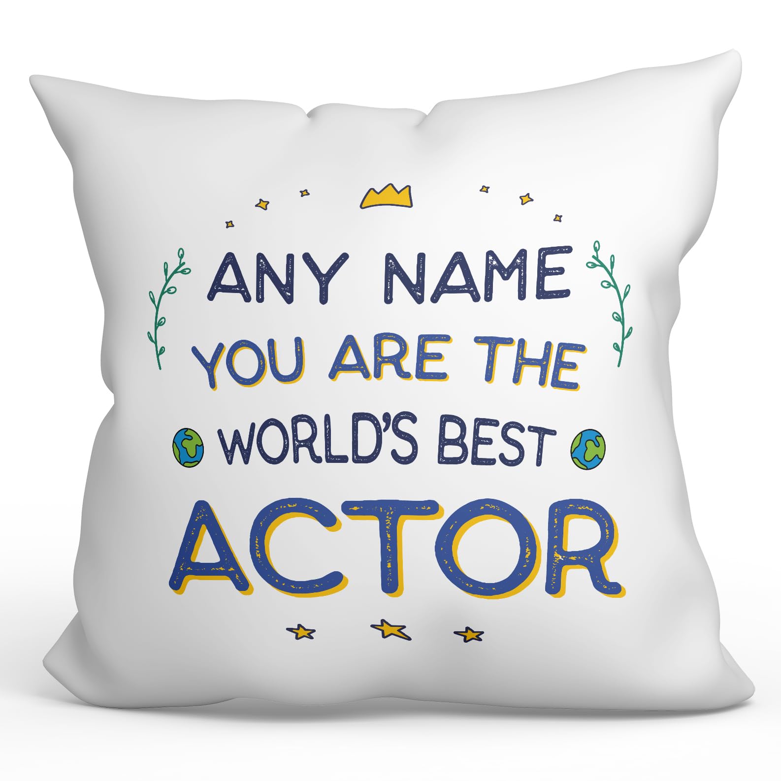 MUGFFINS Personalised Cushion for ACTOR man Padding included - in English - World's Best - Funny custom gift - Pillow: cover and filling 15.7x15.7 inches