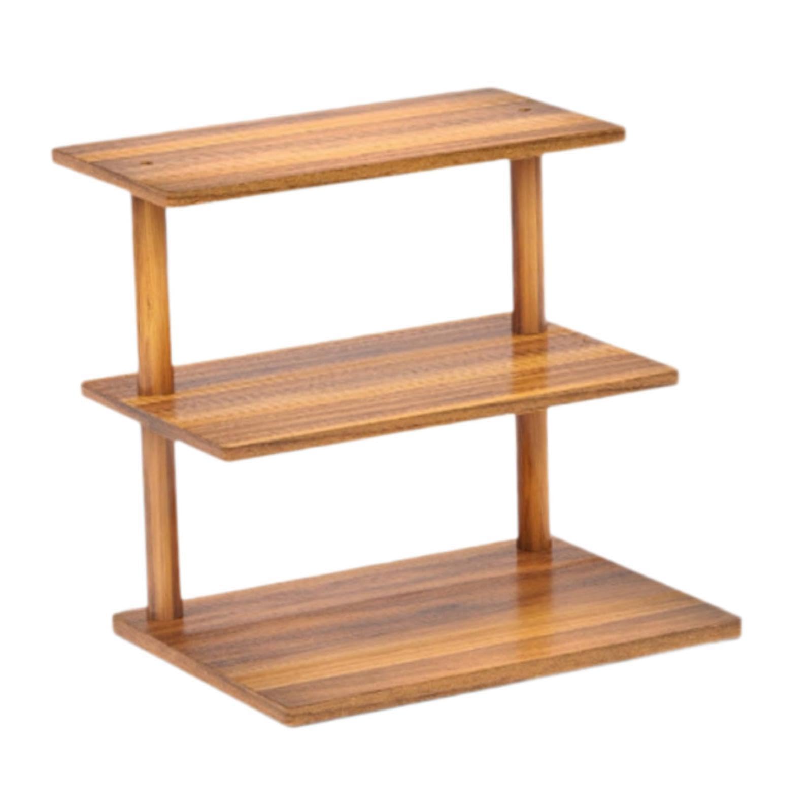 Présentoir à gâteaux à étages en bois rustique 3 niveaux, idéal pour présenter gâteaux, biscuits et bonbons lors de fêtes. Ce présentoir