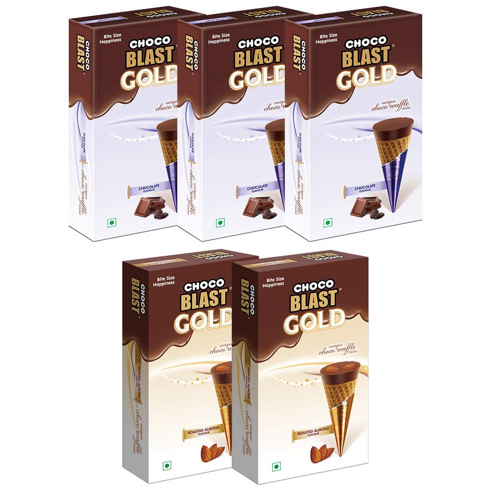 Sponsored Ad - Gold Chocoblast | Waffle Cone Chocolates | Return Gift | Chocolate Box Combo Pack with 2 Flavours | 30 pcs Chocolate, 20 pcs Almond Chocolate