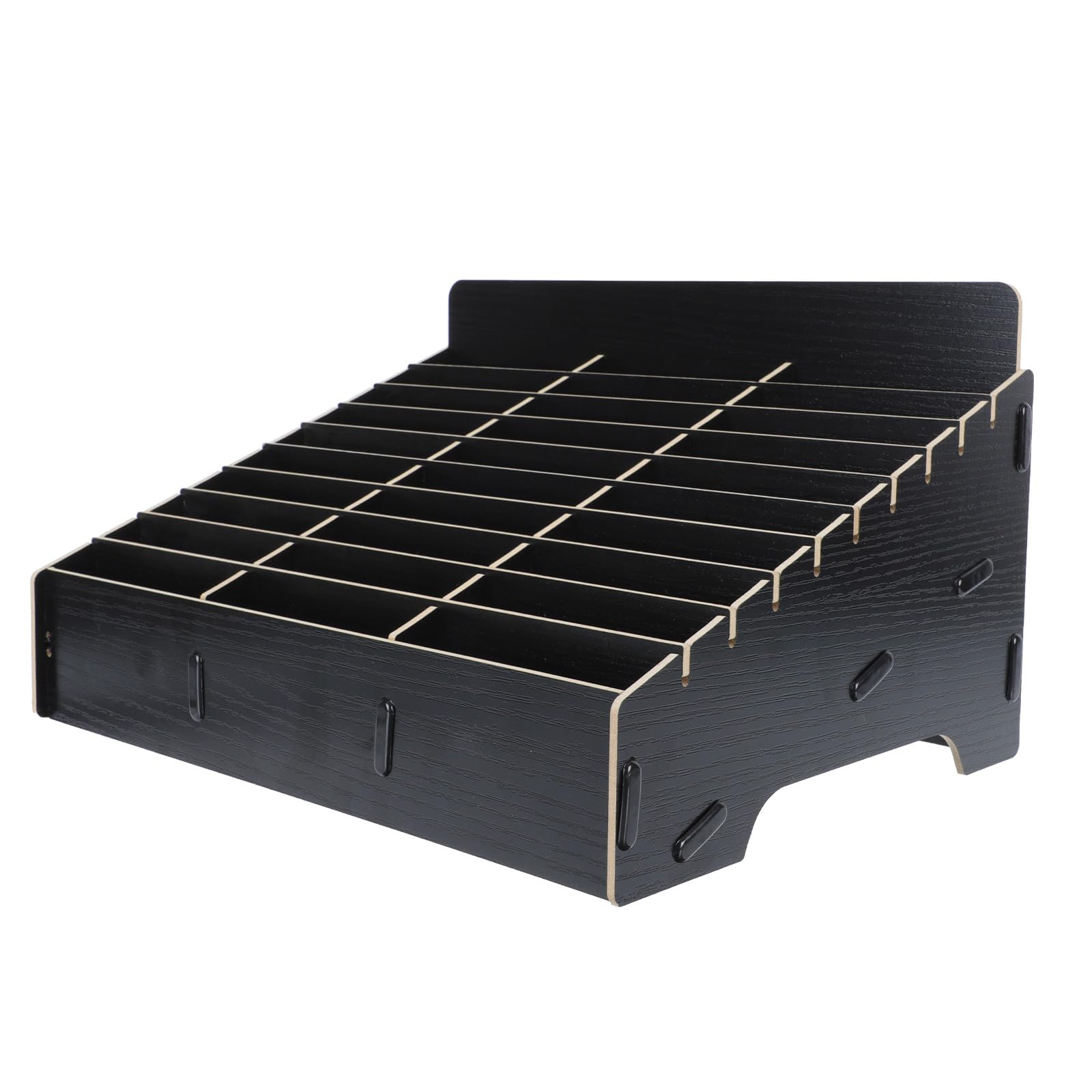 Caja Organizadora para Almacenamiento Temporal de Madera Negra Múltiples Rejillas de Teléfonos Móviles en Aulas y Salas de Estudio