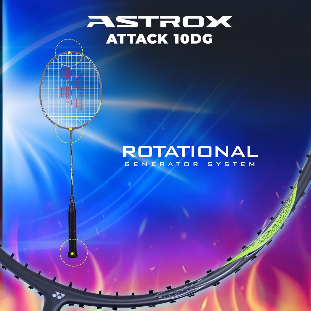 Yonex Astrox Attack 10DG - Racchetta da badminton ultra forte, realizzata in grafite giapponese, con corda e copertura completa (80 g, 14,5 kg, blu legione)