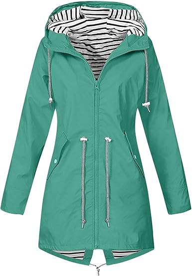 OIOLOYJM Yellow Rain Jacket Womens Waterproof with Hood Light Weight Jackets for Women Casual Fall Winter Plus Size Raincoat