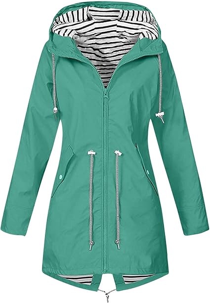 OIOLOYJM Yellow Rain Jacket Womens Waterproof with Hood Light Weight Jackets for Women Casual Fall Winter Plus Size Raincoat