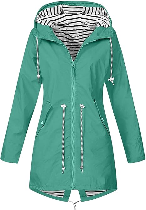 OIOLOYJM Yellow Rain Jacket Womens Waterproof with Hood Light Weight Jackets for Women Casual Fall Winter Plus Size Raincoat