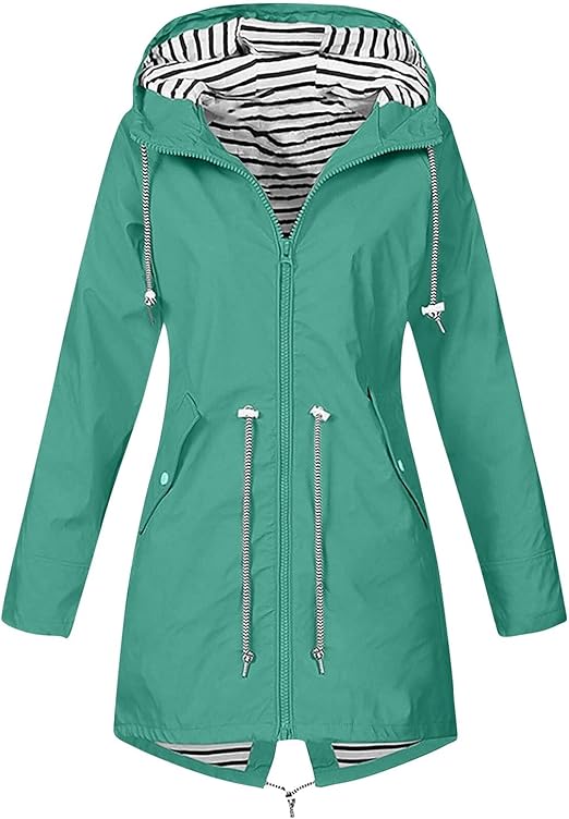 OIOLOYJM Yellow Rain Jacket Womens Waterproof with Hood Light Weight Jackets for Women Casual Fall Winter Plus Size Raincoat