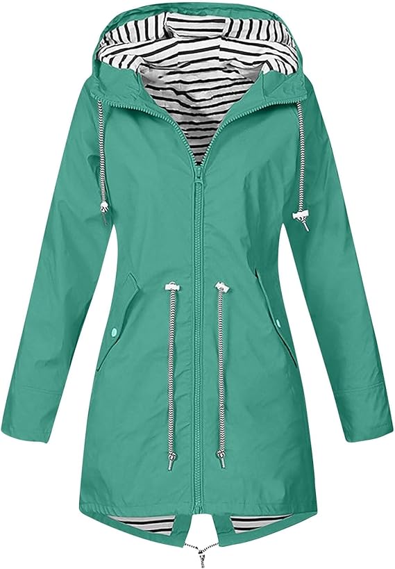 OIOLOYJM Yellow Rain Jacket Womens Waterproof with Hood Light Weight Jackets for Women Casual Fall Winter Plus Size Raincoat