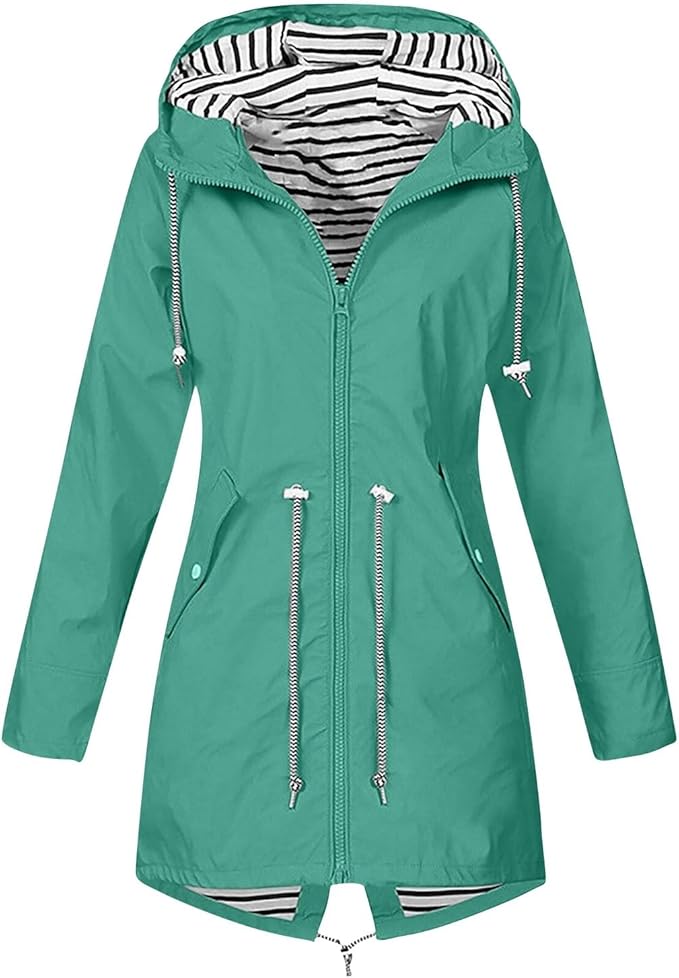 OIOLOYJM Yellow Rain Jacket Womens Waterproof with Hood Light Weight Jackets for Women Casual Fall Winter Plus Size Raincoat