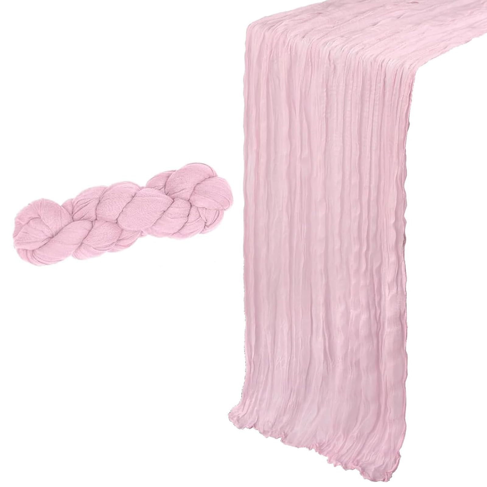 Cheesecloth Table Runner, Pink Table Runner for Weddings & Events, 90x300cm Light Pink Cheesecloth, Boho Tablecloth for Party Decorations & Home Styling