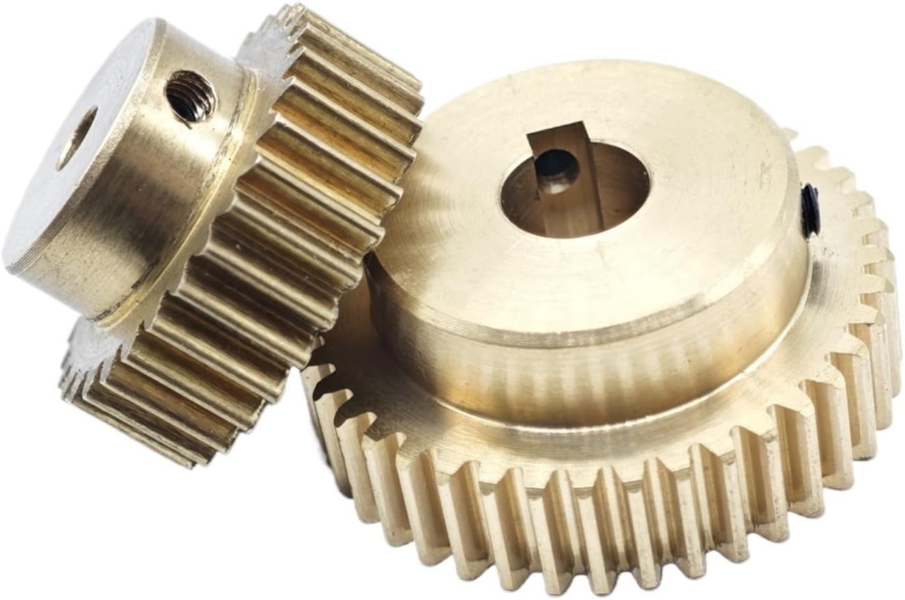 Gear Pinion, Engine,0.6 Module 83T Brass Cylindrical 51mm Diameter 5mm Teeth Thick Straight .6M Spur with Step Shaft Hardware(13mm bore)