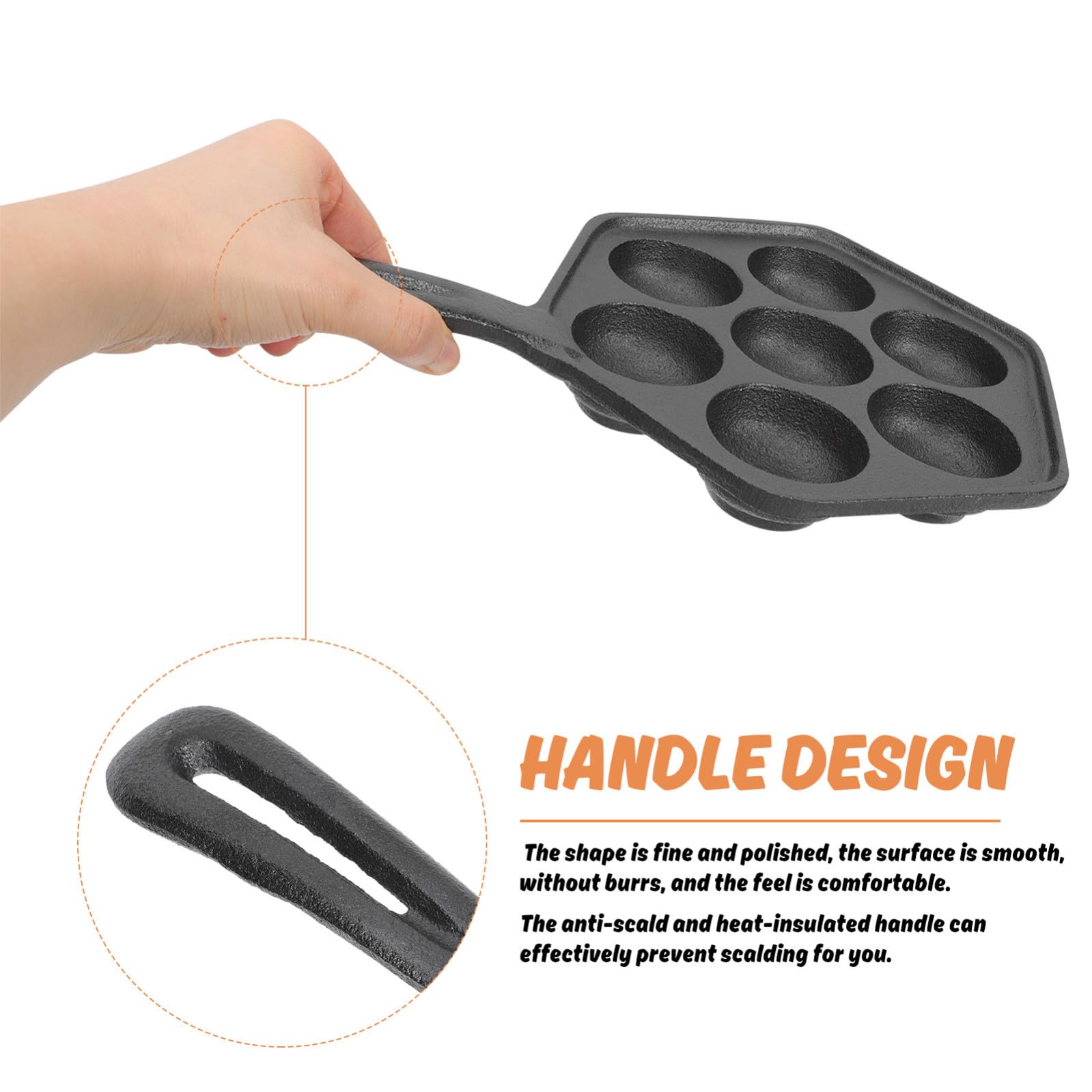 TOYANDONA Padella per Polpette in Ghisa Foro Grande da 5,5 Cm, Antiaderente senza Rivestimento, per Cucinare senza Attaccare Cibo