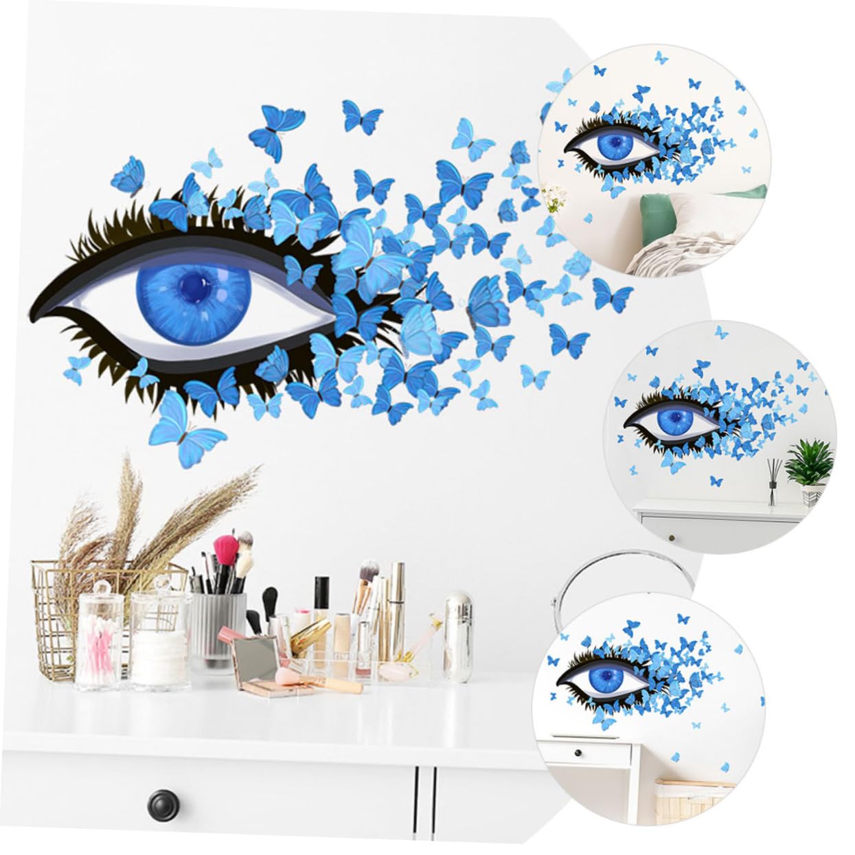 SHINEOFI 3 Set Adesivi Murali Adesivo Per Camera Autoadesivo Farfalla Decorazioni Arredamento Casa Adesivo Da Parete Per La Casa Decalcomania Della Parete Del Soggiorno Pvc Blu 2 Pezzi*3