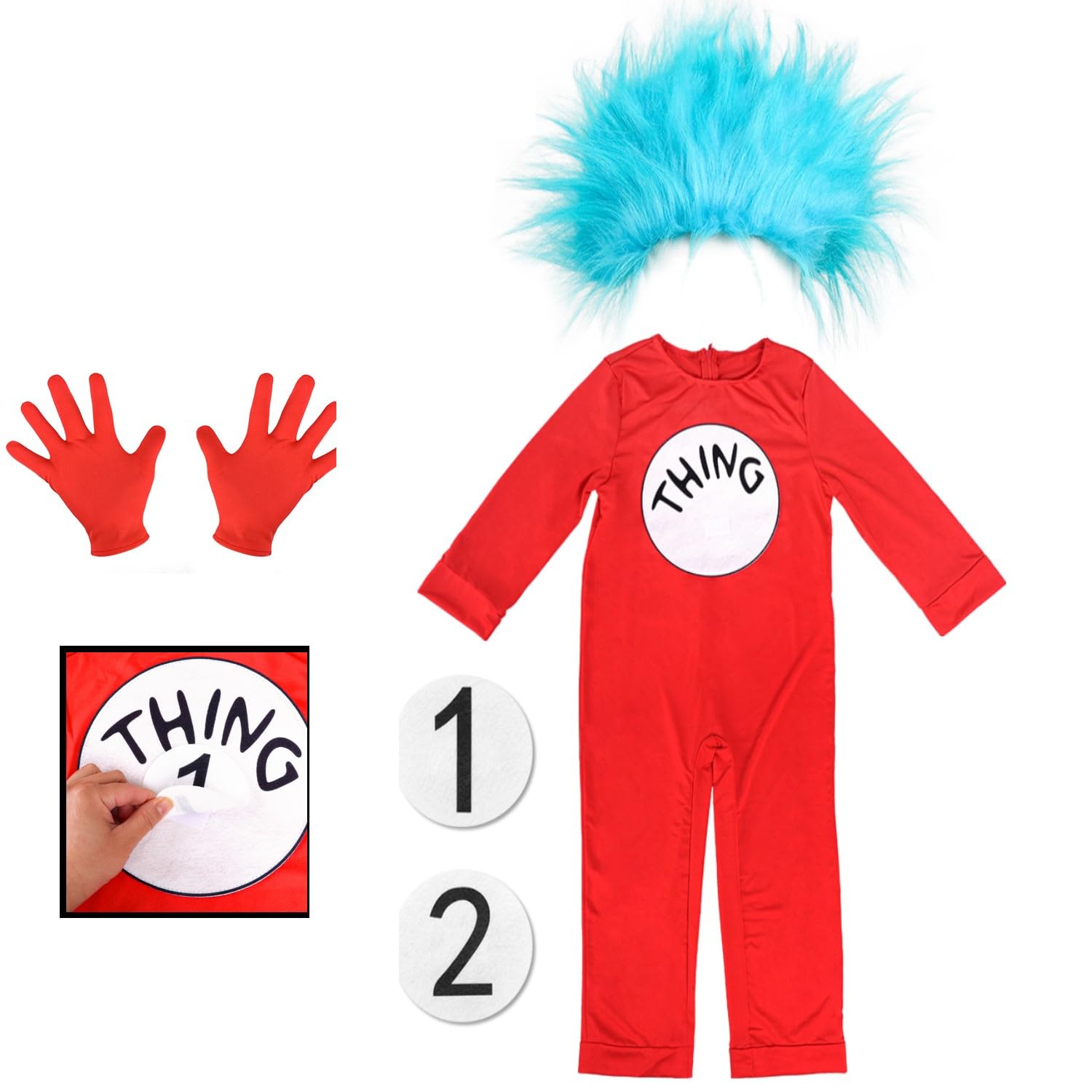 iZoeL Thing Costume Jumpsuit Thing Wig
