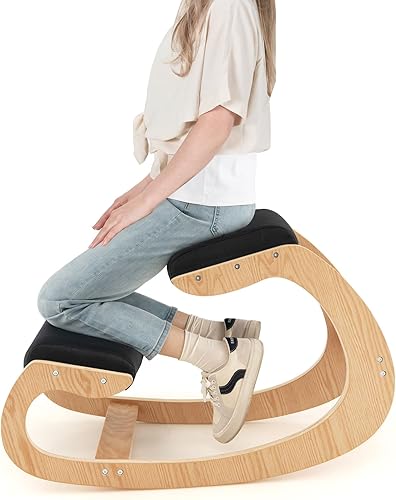 Giantex Silla ergonómica de rodillas, silla de postura para escritorio con cojín, marco de madera maciza, carga máxima de 330 libras, cómoda silla disponible en Yaxa Colombia
