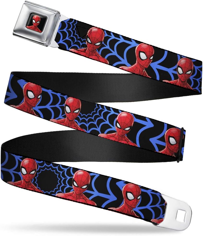 Belt Seatbelt Buckle Spider Man 3 Expressions Web Orb Black Blue 32 to 52 Inches