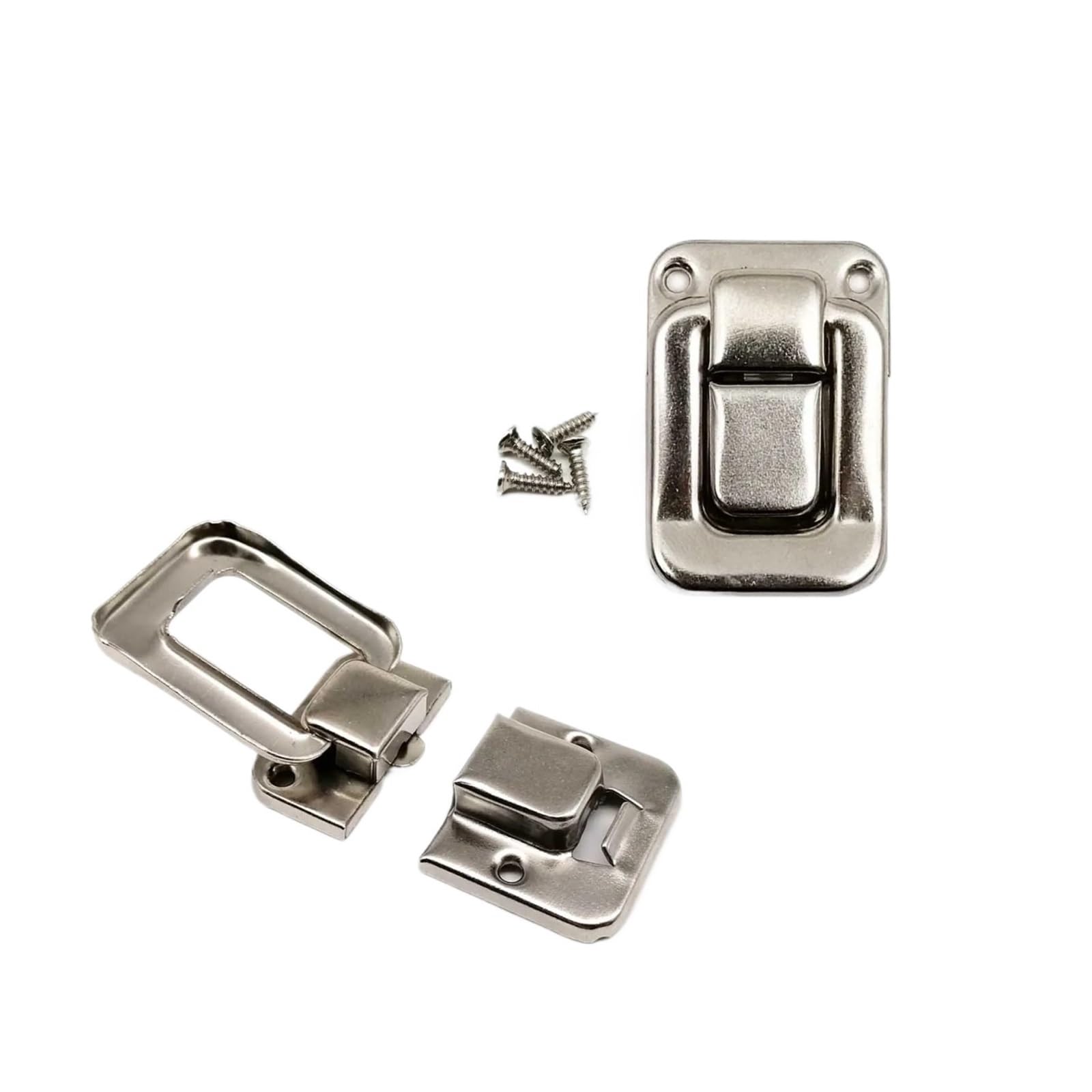 8pcs Antique Brass Silver Golden Decor Jewelry Chest Case Leather Bag Suitcase Hasp Latch Toggle Lock Clasp Closure for Boxes v(Sliver)