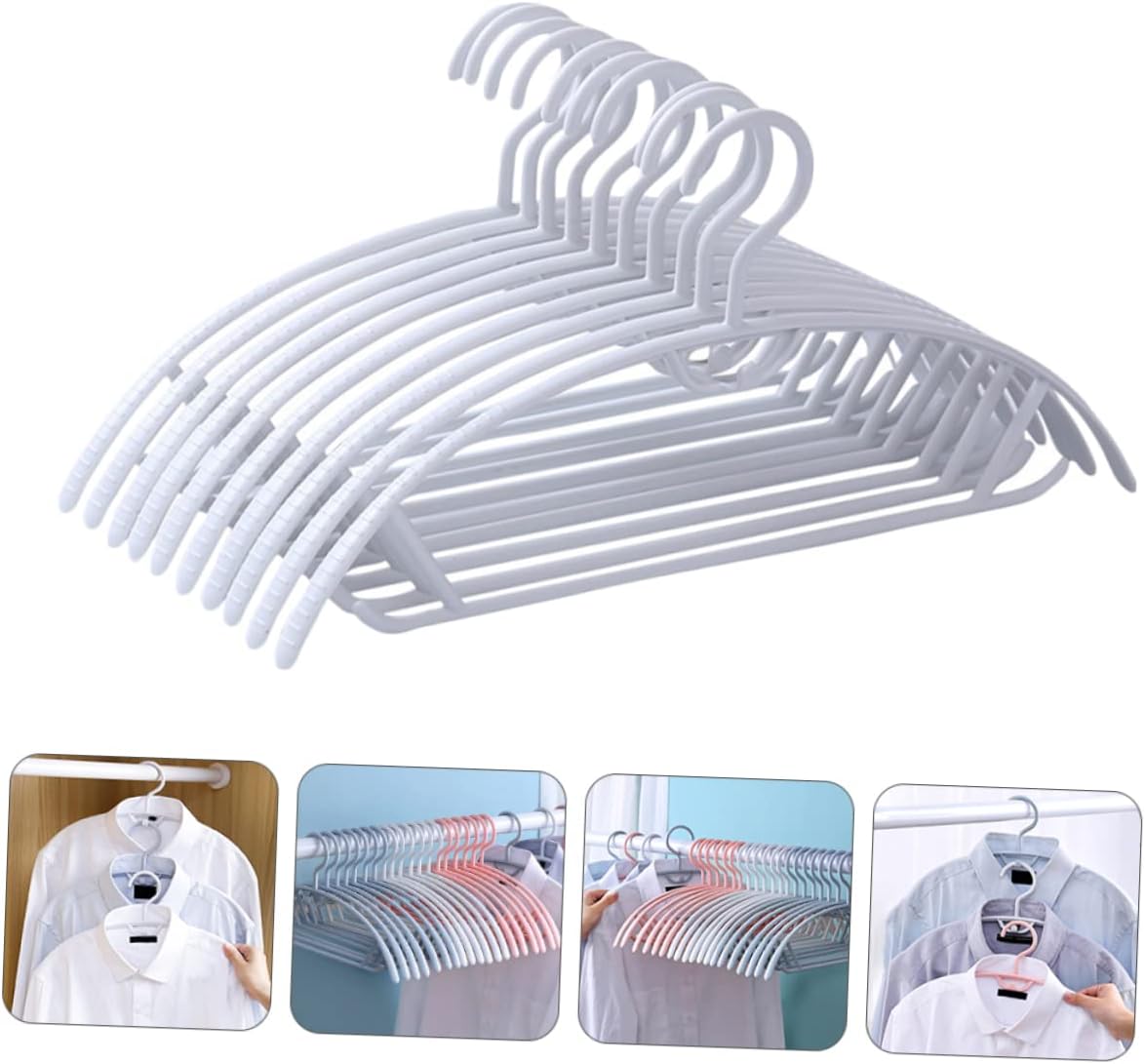 10pcs Non-Slip Wardrobe Hangers for Clothes and Coats Contoured Design with Integrated Strap Hooks for Maximum Closet Organization