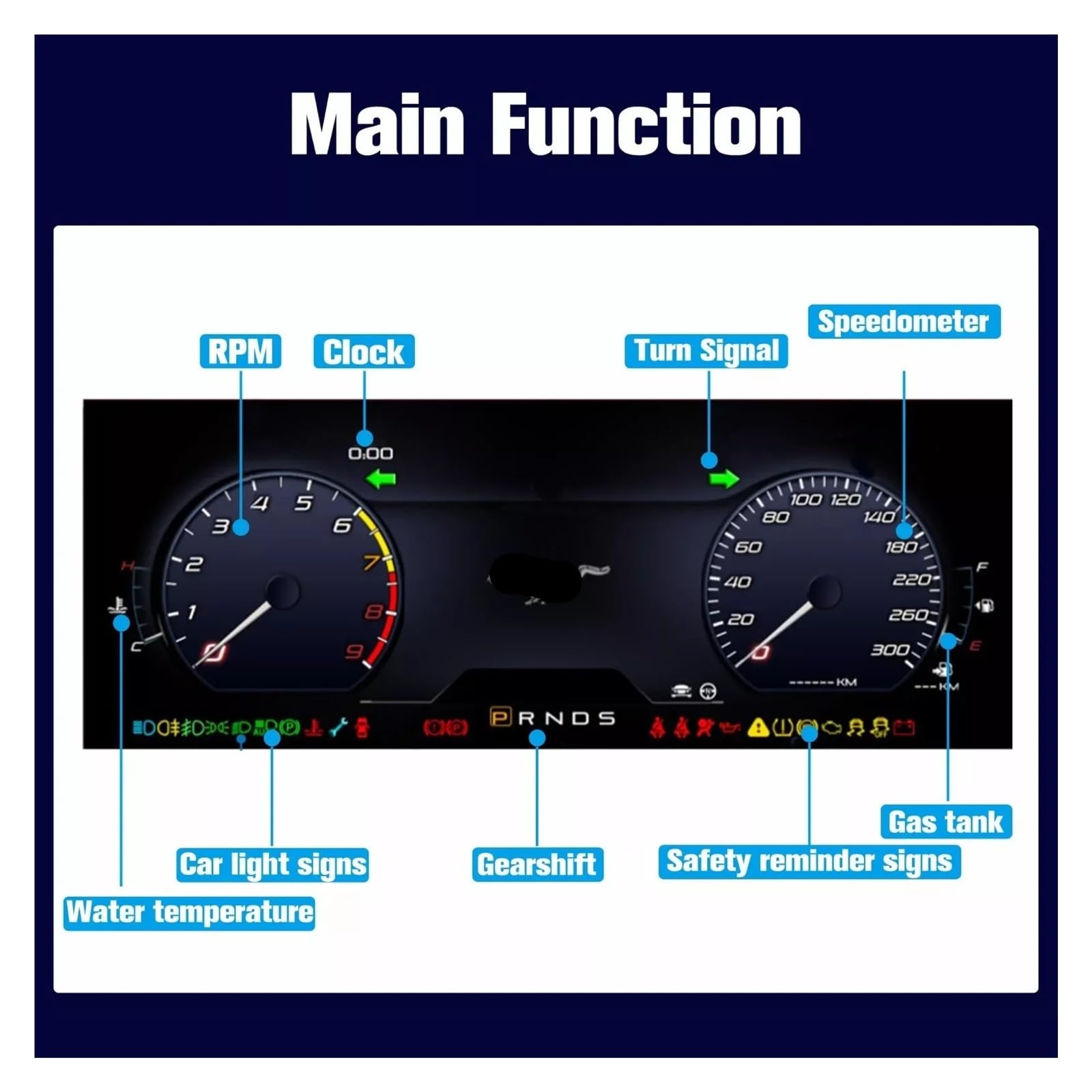 Panel de instrumentos digital de 12,3 pulgadas compatible con Ford Mustang (2015-2021), odómetro, tacómetro y compatibilidad con iOS y Carplay.(LHD)
