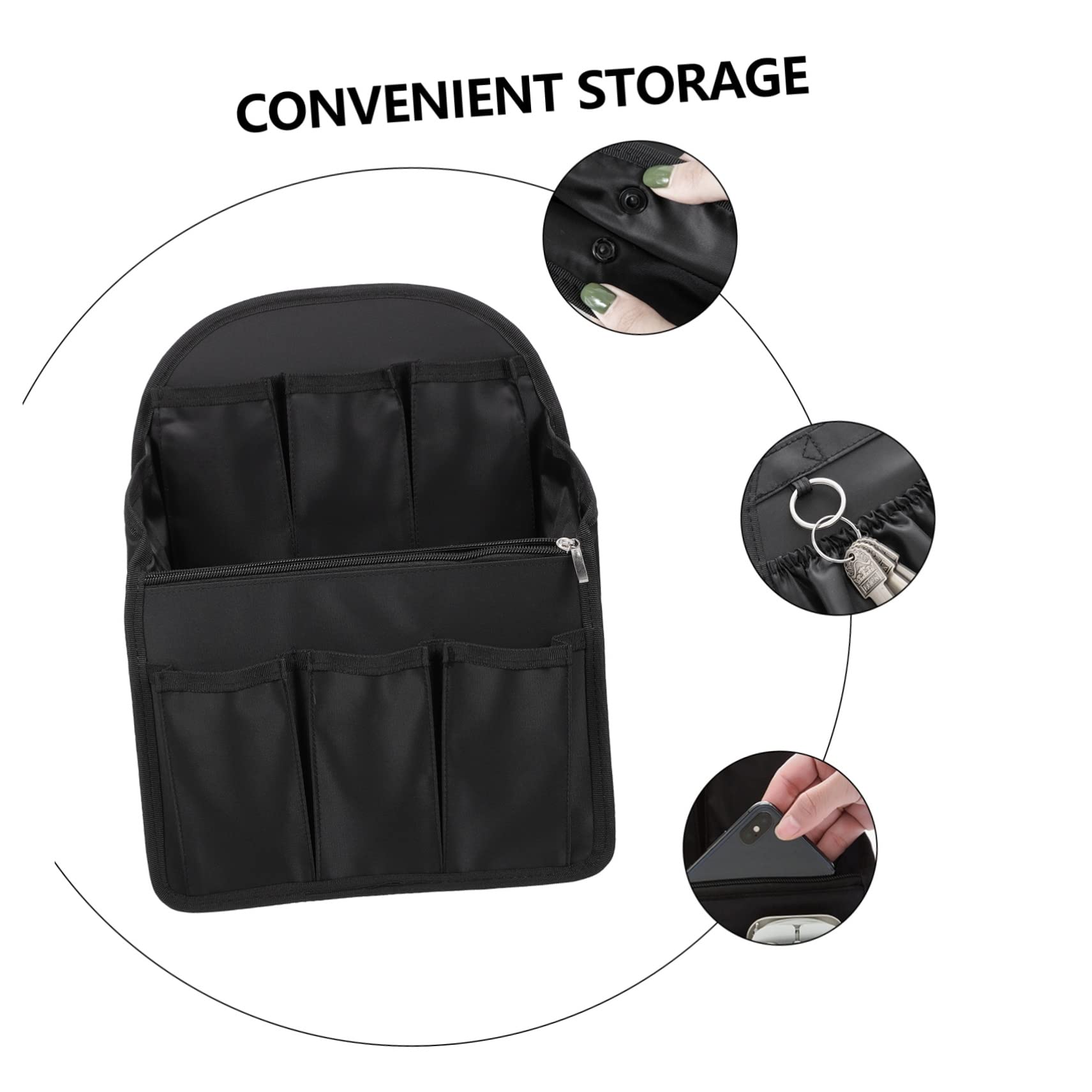 BESPORTBLE Organizador de Mochila con Múltiples Bolsillos y Ranuras de Nylon Negro Compacto y Fácil de Llevar para Viaje y Uso Diario