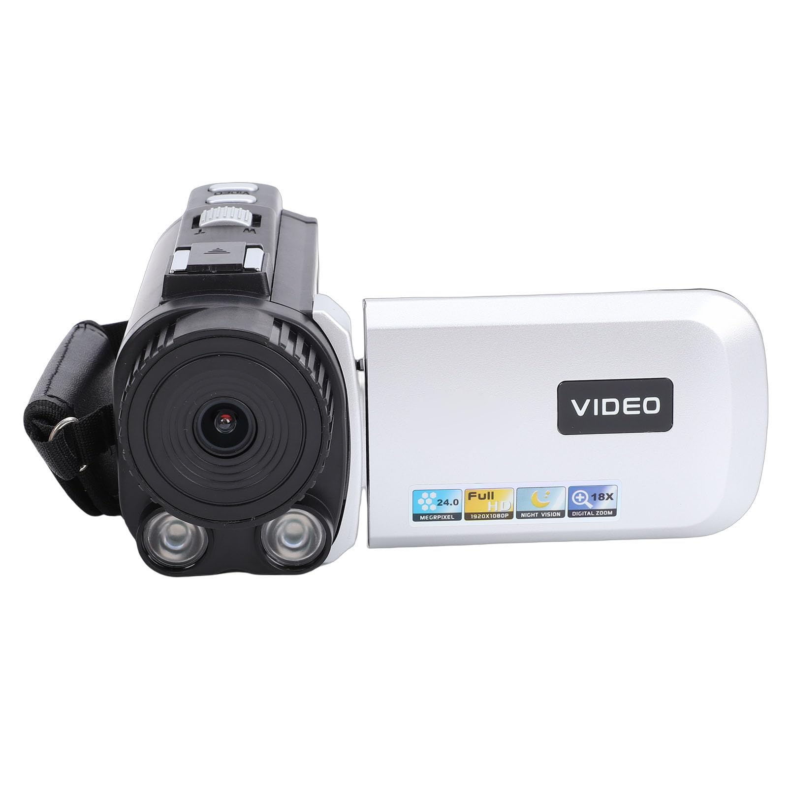 Camcorder with Camcorder, 1080P HD 24MP 3 Inch Screen 270 Degree Rotation Digital Video Recorder with 18X Zoom with External Microphone, for Travel and (Silver Grey)-image-35