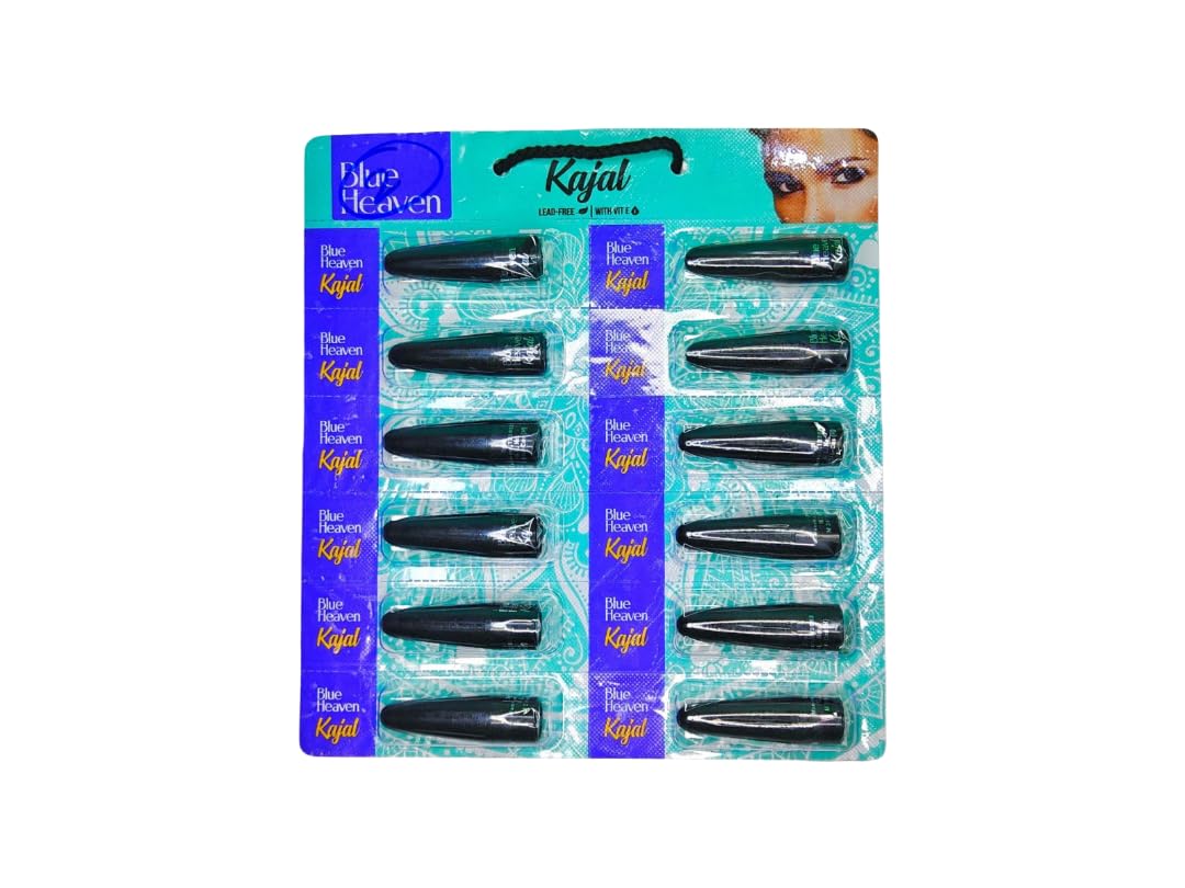 Blue He-aven Regular Kajal - 12 pieces/Long Stay Black Kajal Combo for Women PACK OF 1-image-33