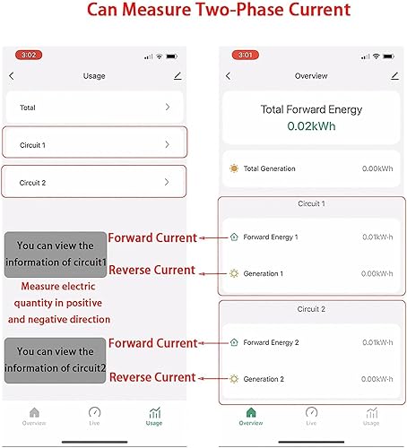 Miniatura 3 de Medidor de energía inteligente para monitor de consumo Tuya, monitoreo de aplicaciones de uso de electricidad de energía monofásico con 2