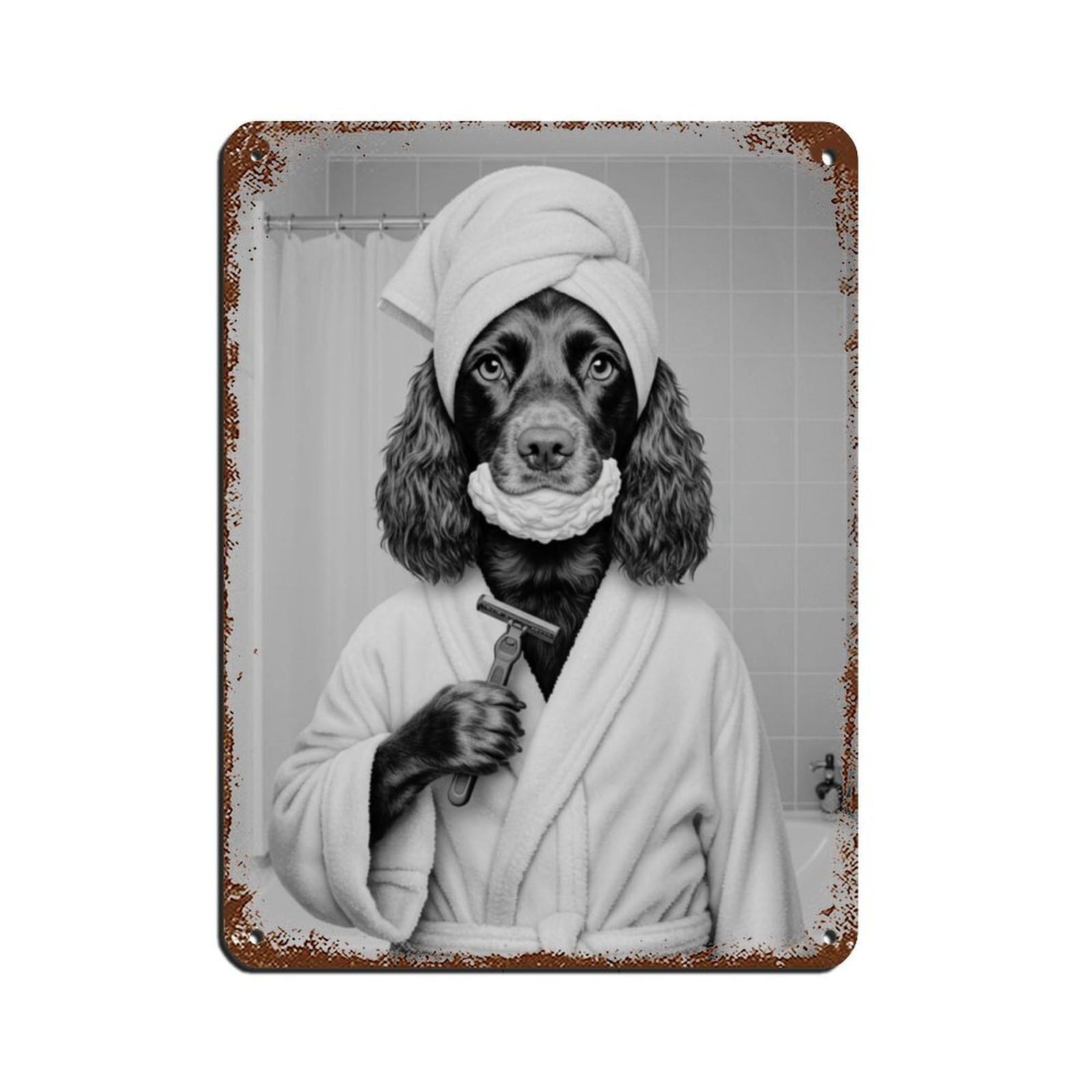 Boykin Spaniel Bathroom Art Tin Sign Vintage Metal Pub Club Cafe Bar Home Wall Art Decoration Poster Retro 12x16inch(30x40cm)