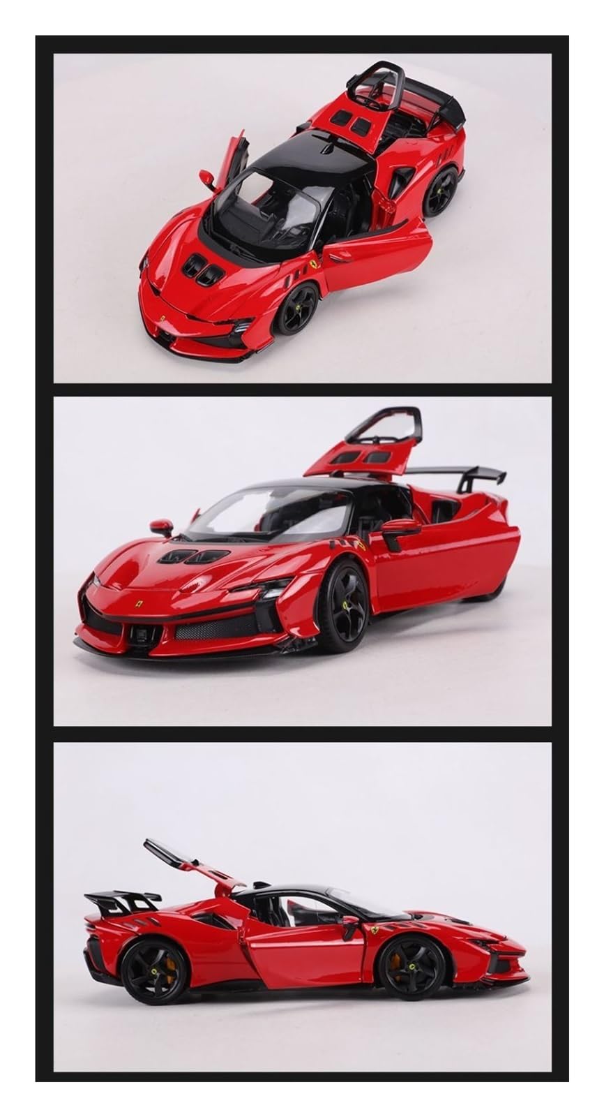 Metallo Scala Replica Ornamenti Per Auto Modello Pressofuso In Metallo Con Apertura Portiera Scala 1 24 Gialla Per Ferrari SF90XX Hobby Veicoli Giochi Set(Yellow)