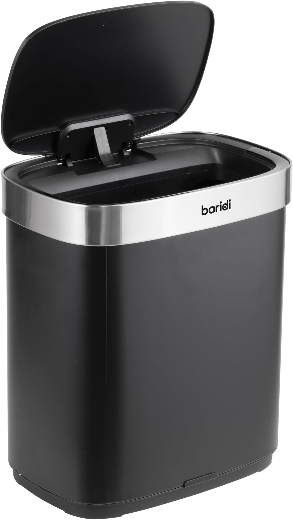 Baridi Sensor Bin, 50L Capacity, Perfect for Home, Office and Bedroom, Black/Stainless Steel – DH281