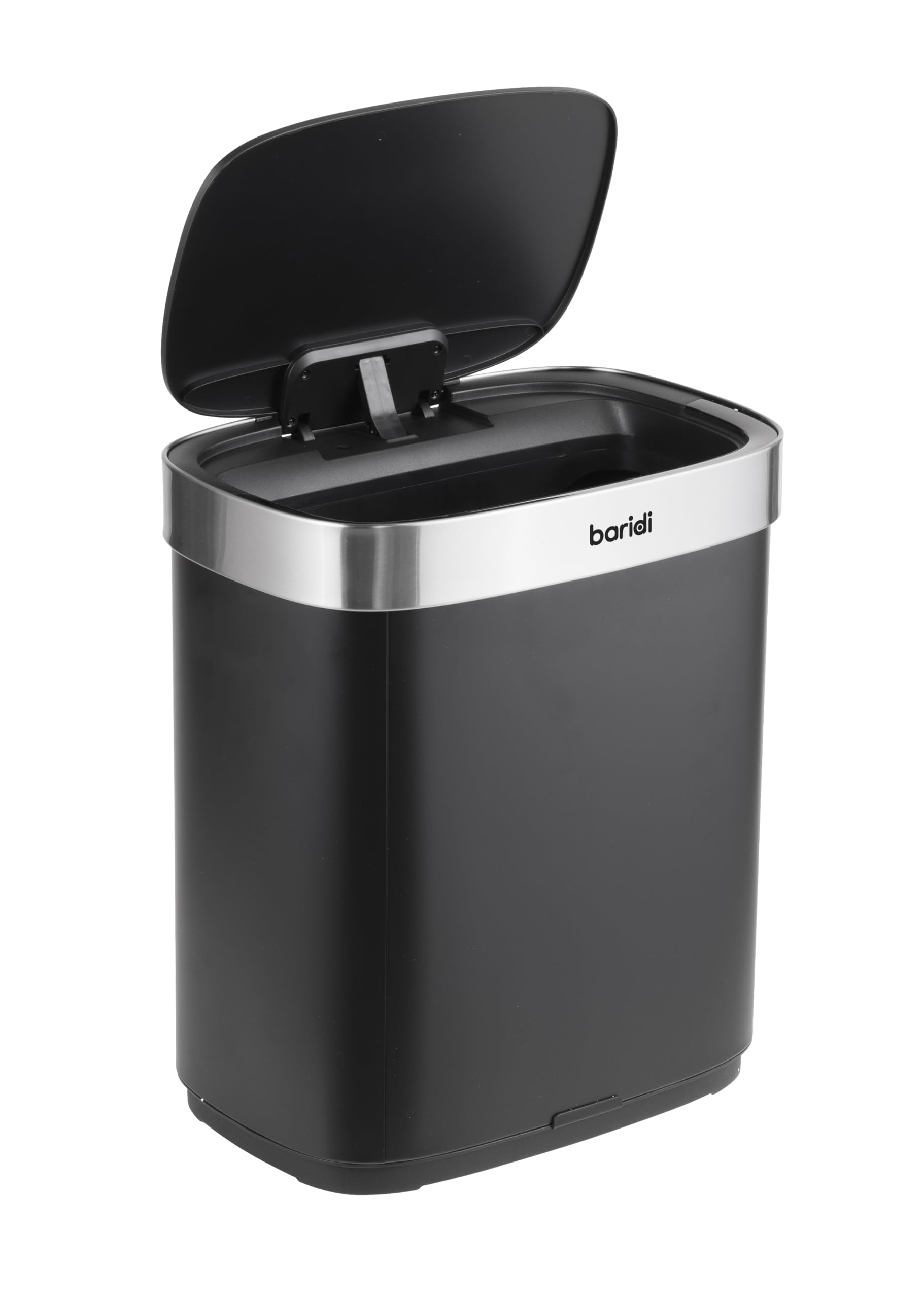 Baridi Sensor Bin, 50L Capacity, Perfect for Home, Office and Bedroom, Black/Stainless Steel – DH281