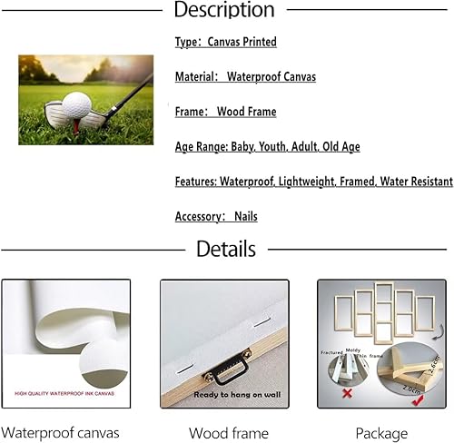 Vista 209 de chenchenArt Arte de pared de campo de golf de Estados Unidos, TPC, Sawgrass Golf Course, impresiones en lienzo, decoración de pared de golf para Rojo