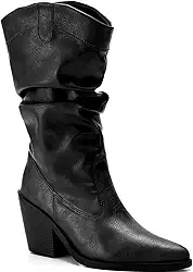 Bota Feminina Lumiss Western Texana Slouchy Cano Médio Enrugada