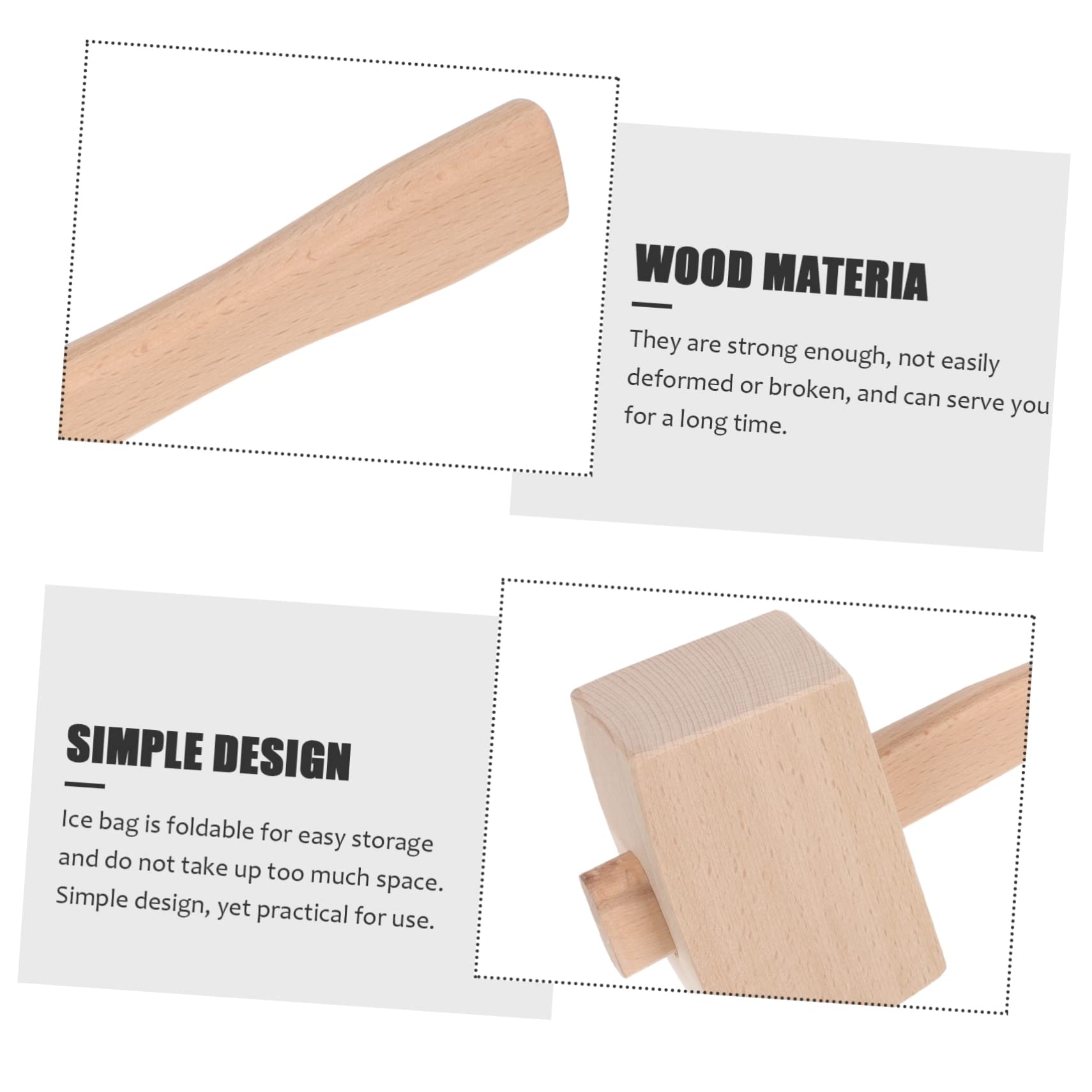 Juego de Mazo para Hielo Picado Bolsa, Madera y Plástico | 1 Set Plegable, Hierro y Tela, para Bar y Restaurante, No se Deforma Rompe Fácilmente