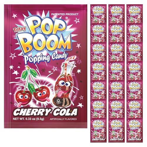 Pop Boom Popping Candy, Cherry Cola Flavor [24-Pack Display Box] - Lactose Free & OU Kosher