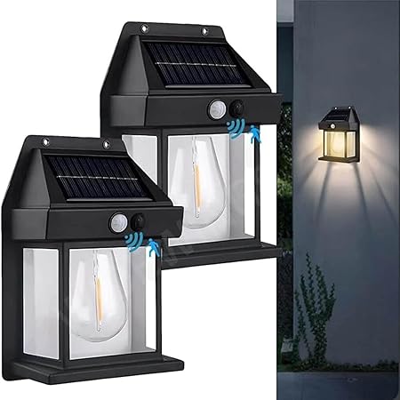 Premium Outdoor Solar Wall Lights, Illuminate Your Outdoors with 3 Modes & Motion Sensor Wall Lights, Waterproof Lighting for Office, Home, Garden, and Balcony, (Pack of 1, Warm Yellow)