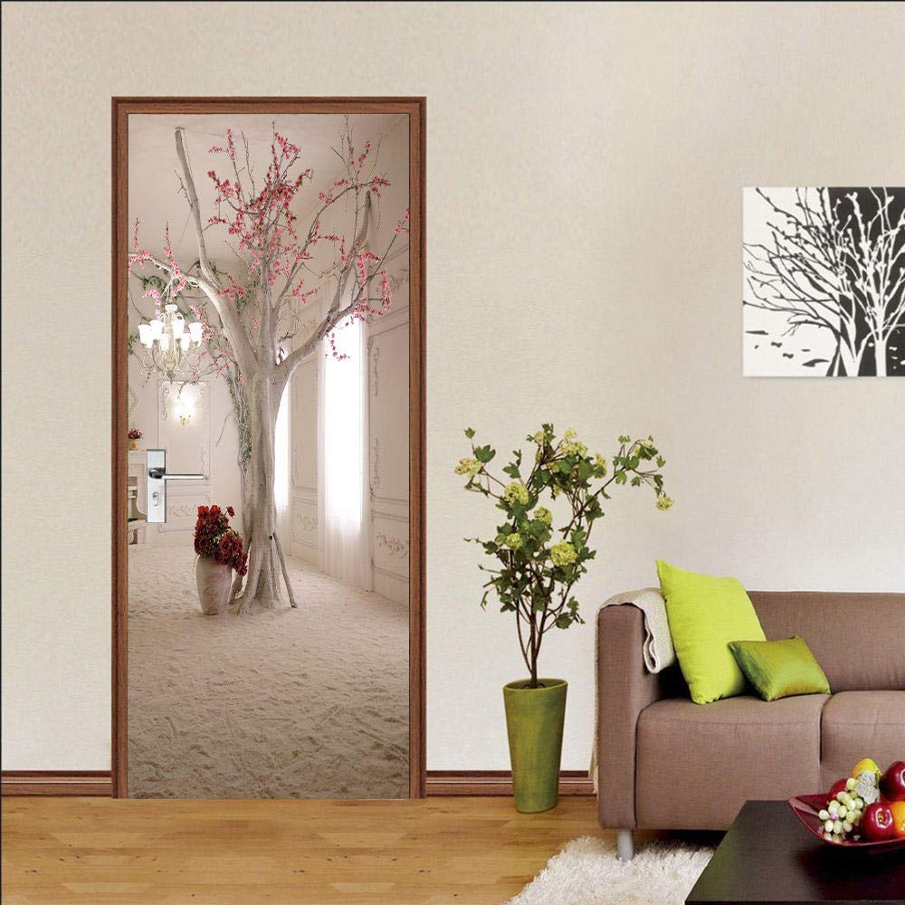 Adesivo Porta 3D Effetto Erba Della Pampa, PVC Spesso, 77x200 Cm, Impermeabile E Rimovibile, Per Soggiorno, Camera E Bagno