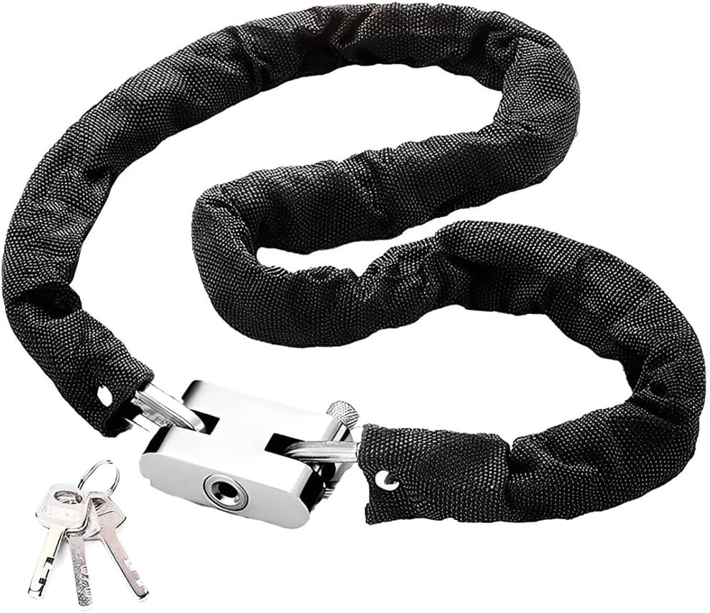 Bike Lock Heavy Duty with 3 Keys, Anti-Theft High Security Chain Lock, Weatherproof Bicycle Lock Padlock for Bike Bicycle, Motorcycle, Scooter, Door, Gate, Fence (With Cover), HX343