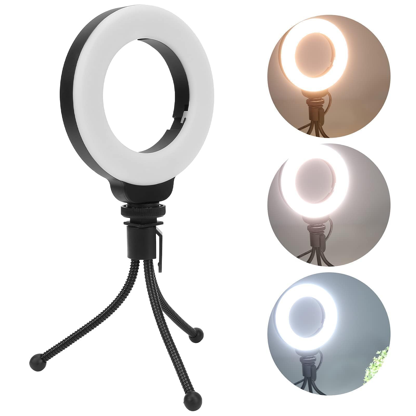 4 Pollici 48led Luce Anulare Con Stativo, Luce per Videoconferenza USB Vlog Fill Lamp Desktop Selfie Ring Light Con Treppiede per Trucco/Vlog/Computer/Laptop/Live Streaming/Videochiamata