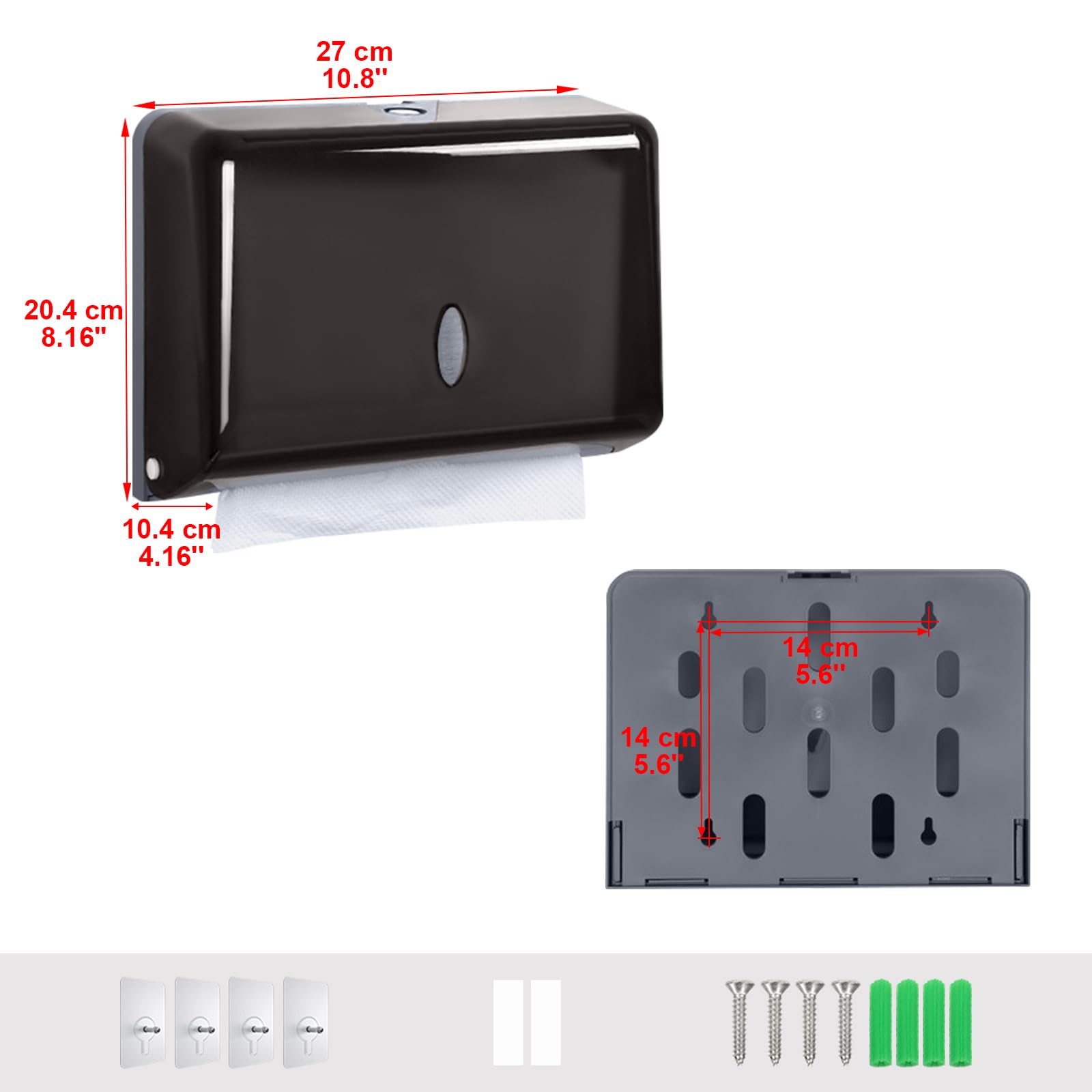 Papierhandtuchspender Papierhandtuchhalter Wand Kommerziell Taschentuchspender Papierhandtücher für Bad Büro Küche Toilette