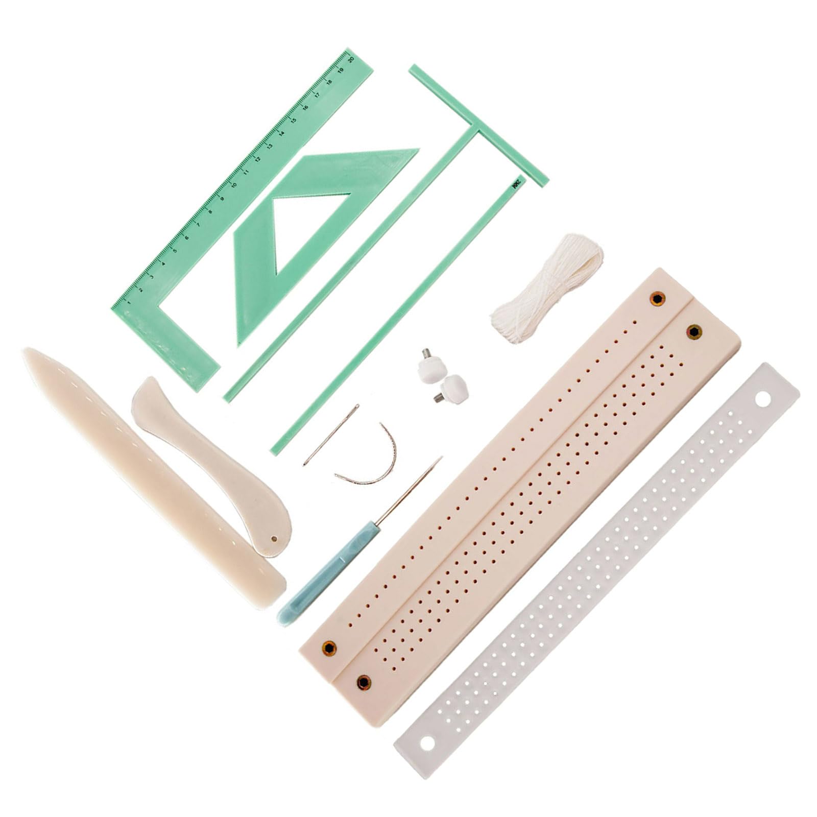 Set di righelli per rilegatura, kit per rilegatura, distanziatore, strumento per scrapbooking, con strumento per rilegatura, ago e filo da cucito
