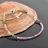 Vista 19 de InfinityGemsArt Natural Bracelet For Women Gemstone Micro Beads Dainty Jewelry Christmas Gifts for Women, Birthstone, Stone Jewelry 925 Sterling