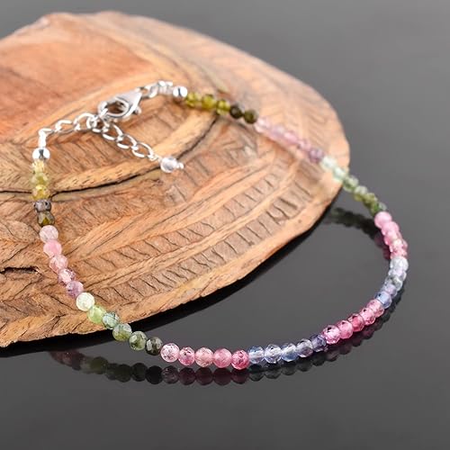 Miniatura 19 de InfinityGemsArt Natural Bracelet For Women Gemstone Micro Beads Dainty Jewelry Christmas Gifts for Women, Birthstone, Stone Jewelry 925 Sterling