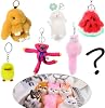 113 Pink Fragmissy Toy Sausage Monster Horror Game Plush Doll Cute Fox Watermelon Chick Rabbit Soft Keychain Gifts for Birthday Christmas Keyring Car Bag Plush Key Pendant