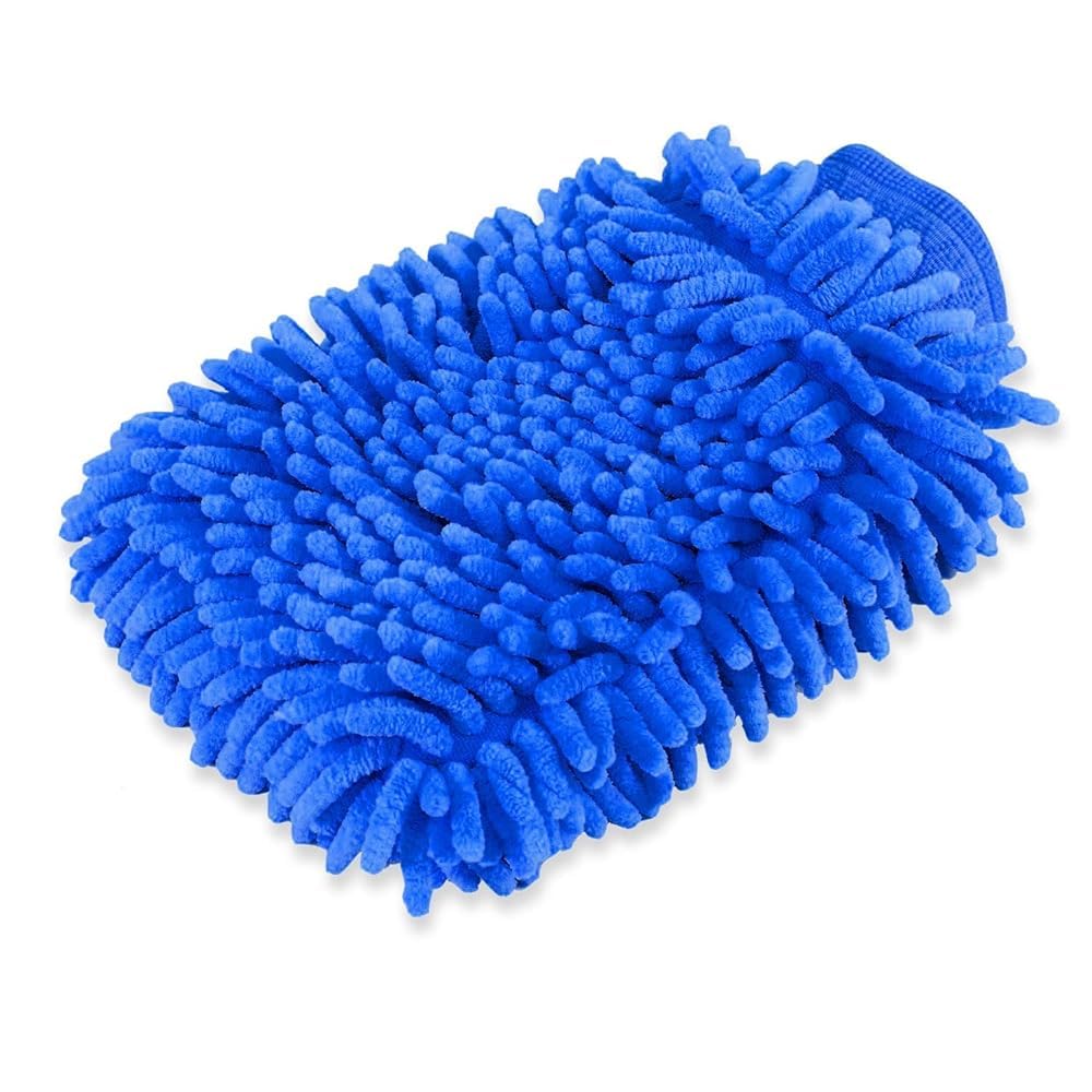 Hausreinigungs- und Autowaschhandschuhe, Mikrofaser-Handschuhe, schneller waschen und polieren (2er-Pack, grün/blau)